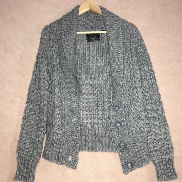 Guess Folded Collar Alpaca Button up Cardigan - Picture 2 of 7